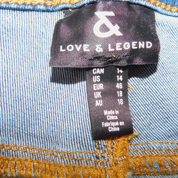 Love & Legend Demin Womens 14 High Waist Crop Raw Hem Dyed Ankle blue Jeans - Picture 6 of 12